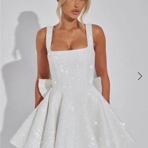 Chic White Sequin Mini Dress